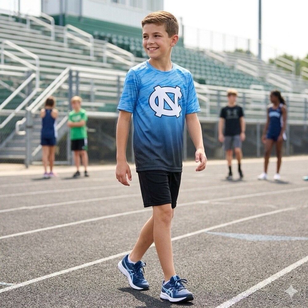 Gen2 UNC Tar Heels Youth Large Blue Ombre Performance Athletic Shirt L 14/16
